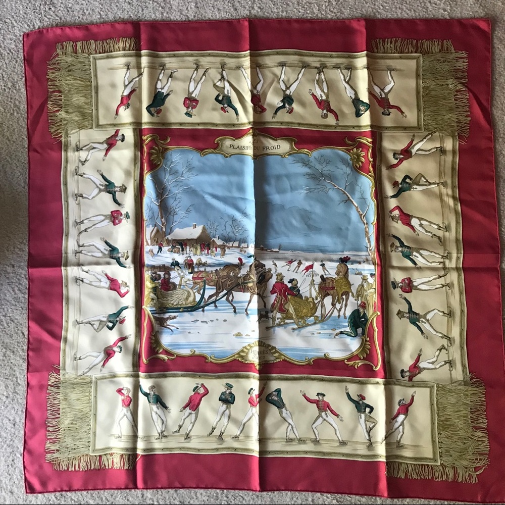 Hermès scarf Les Plaisirs Du Froid 1991